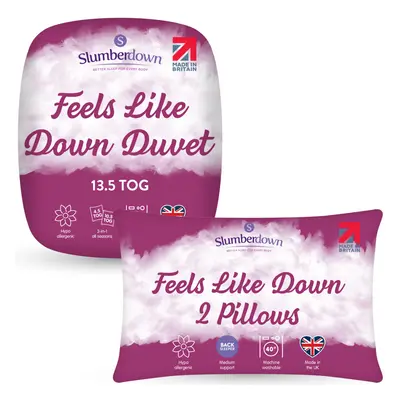 (13.5 + Pillows, Double) Slumberdown Feels Like Down Duvet