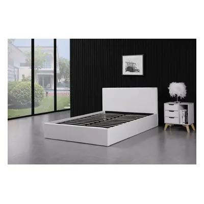 Ottoman Storage Bed white small double 4ft leather and Mattress bedroom furniture