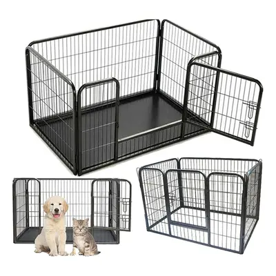 (XL:125x80x90cm) Heavy Duty Dog Puppy Playpen, Dog Cage or Crate Whelping Box, Metal Pet Kennel 