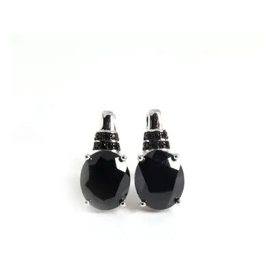 (black, M) Bolaijewelry Fashion Elegant Design Of Natural Black Spinel Sterling Silver Earrings 