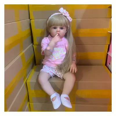 (as the picture) Soft Silicone Reborn Baby Doll 60cm For Girl Lifelike Vinyl Princess Baby With 