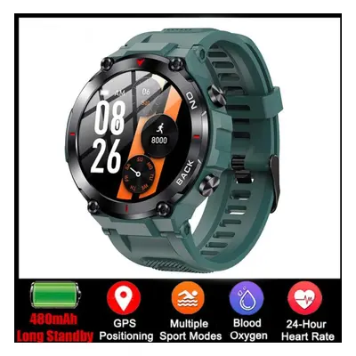 (green, silicone strap) Lige Gps Smart Watch Call Reminder Heart Rate Blood Oxygen Monitor Smart