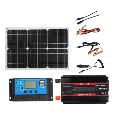 (black, AC110V) 4000w Solar Power System 20w Solar Panel Battery Charger Solar Inverter Complete