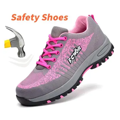 (as the picture, 39) Safety Shoes For Women Steel Toe Sneakers Puncture Lightweight Boots Female