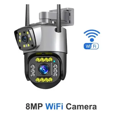 (WIFI) New Eu Dual Lens 4g Ip Camera Wifi 8mp 4k Surveillance Camera Wireless Outdoor Smart Home