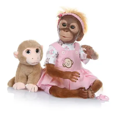 (pink) 52cm Handmade Detailed Paint Reborn Baby Monkey Newborn Baby Collectible Art