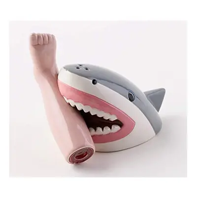 One Hundred Degrees Aurrra Ceramic Shark and Foot Salt and Pepper Shaker Set, 3.75 Inches, Solar