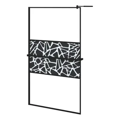 (black/stone design, x cm) vidaXL Walk-in Shower Wall Bath Enclosure with Shelf ESG Glass and Al