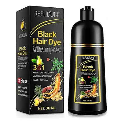 (black) 500ml Black/brown Instant Hair Color Shampoo for Gray Hair - Hair Dye Shampoo in 1-100% 