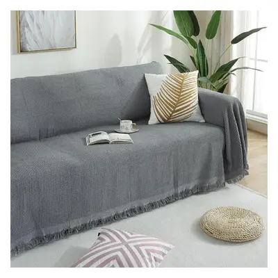 (grey, 230*250cm) Sofa Towel Throw Blanket Solid Color Knitting Sofa Covers Blanket Plaid Towel 