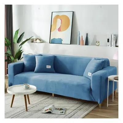 (blue, 2seat (145-185cm)) 1/2/3/4 Seater Shape Corner Sofa Coversthickening Elastic Sofa Cover S