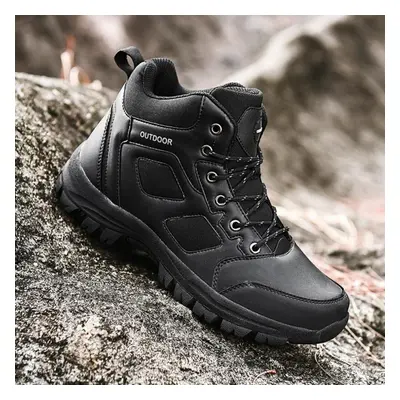 (black, 40) Men&apos;s High Top Hiking Shoes Combat Boots Anti-skid And Wear-resistant Outdoor S