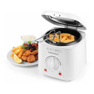 Progress 1L Compact 950W White Deep Fat Fryer with Removeable Basket Easy Clean