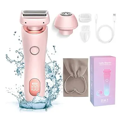 Lady Shavers for Women, 2-in-1 Ladies Shavers Rechargeable for Arm Leg Face Pubic Area, Electric