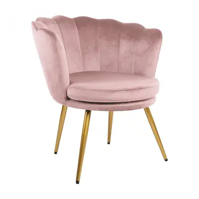 Genesis Flora Accent Chair with Petal Back Scallop Armchair in Velvet - Silver Pink