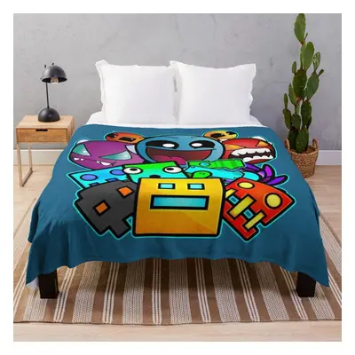 Fleece Throw Blanket geometry dash old school gaming for Sofa Couch Kids x Inches