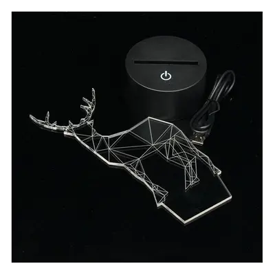 (Touch) 3D Deer Illusion LED Table Desk Light USB Color Changing Night Lamp Home Decor