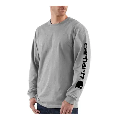 CarharttMenLoose Fit Heavyweight Long-Sleeve Logo Sleeve Graphic T-ShirtHeather Gray2X-Large