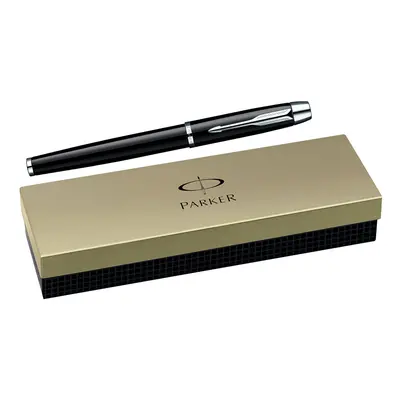 Parker S0856350 IM Chrome Trim Rollerball Pen with Fine Nib Gift Boxed - Black Chrome Trim