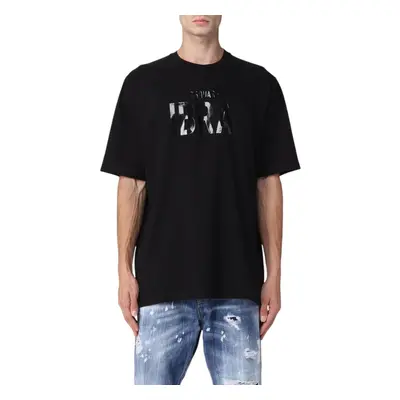 (Black, 2XL) DSQUARED2 Mens T Shirts Shorts Sleeve Crew Neck Graphic Print Casual Cotton New