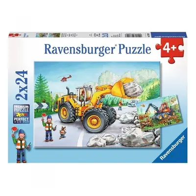 2 Jigsaw Puzzles - Excavators and Forest Tractor