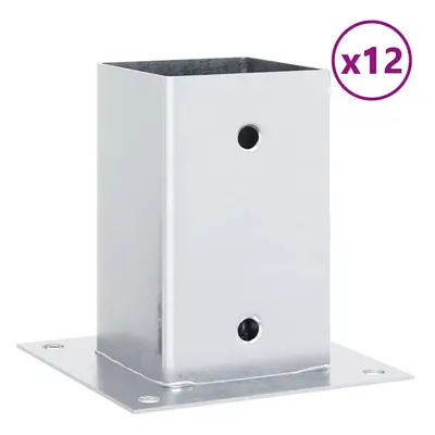 vidaXL Post Bases Square pcs Silver 91x91 mm Galvanised Steel