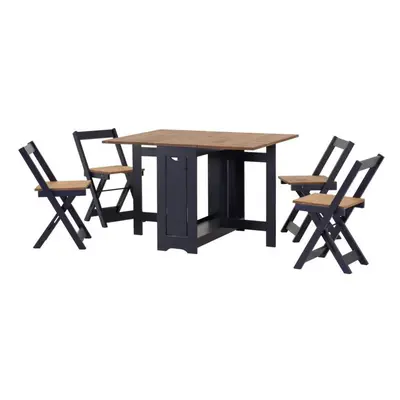 Santos Butterfly Navy Blue/Distressed Waxed Pine Set - Table with Chairs