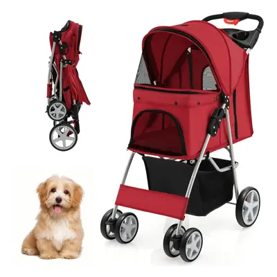 Folding Pet Stroller Portable Pet Travel Pushchair Wheels