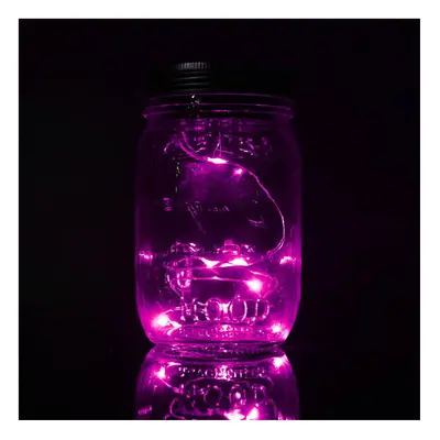 (Pink) Christmas light Solar Power Hanging Glass Jar Lamp LED Beads Garden Courtyard Landscape D