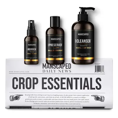 MANSCAPED Crop Essentials, Male Care Hygiene Bundle, Includes Crop Cleanser Invigorating Body Wa