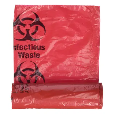 Comfort Axis Biohazard Infectious Waste Disposable Bag, by Inches, Pack of 50, Red