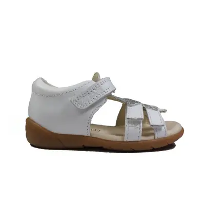 Zora Summer Toddler White Leather Girls Rip Tape Sandals