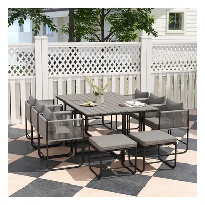 Outsunny Rattan Dining Set, Garden Table & Chair Sets w/ Space-saving Design