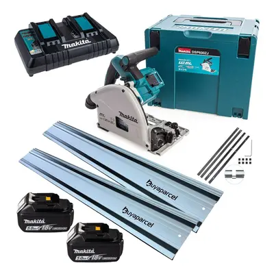 Makita DSP600PT2 36v Twin 18v Brushless Plunge Circular Saw x 1.5m Guide Rails