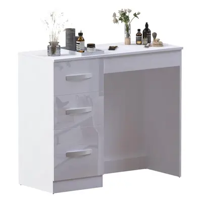 (White) Vida Designs Hulio High Gloss Drawer Dressing Table, White, x x cm