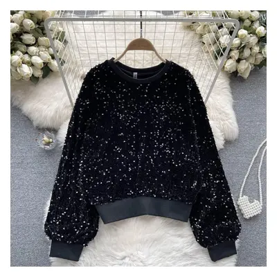 (One Size, black) Autumn And Winter New Design Sense Heavy Sequin Magnanimous Fashion Light Luxu