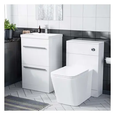 1000mm Basin Drawer Vanity Cabinet and WC Toilet Pan Combo Suite | Nanuya