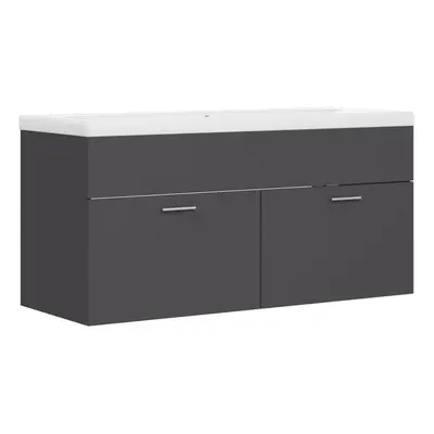 vidaXL Sink Cabinet with Built-in Basin Grey Engineered Wood Bathroom Cabinet