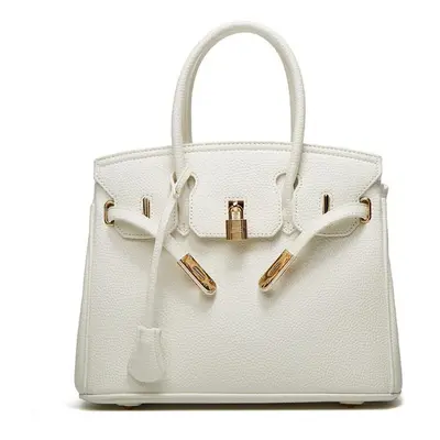 (white) Women&apos;s Bag Litchi Pattern Trend Design With Buckle And Lock, Single Shoulder Bag ,