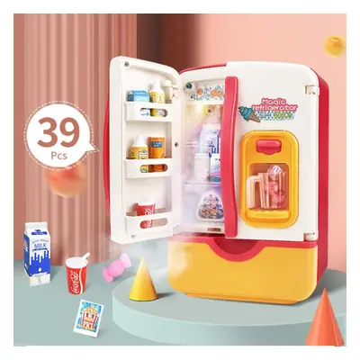 (red) Pcs Kids Toy Fridge Refrigerator Accessories With Ice Dispenser Role Playing For Kids Kitc