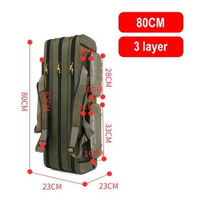 (as the picture, layer 80cm) Fishing Bag 80/90/100/120/125/130cm 2/3/4 Layer Fishing Bag Oxford 