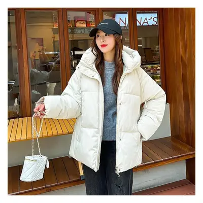 (beige, S) Women Jacket Winter Hooded Women&apos;s Cotton Coats Thickened Female Bread Clothes C