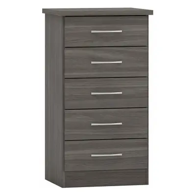 Nevada Drawer Narrow Chest of Drawers Black Wood Grain Effect Metal Runners