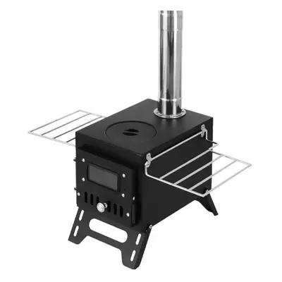 (black, front window) Outdoor Camping Wood-burning Stove Firewood Burner Stainless Steel Foldabl