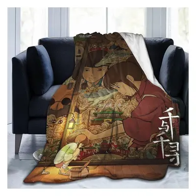 (150CM X 200CM) Vintage Spirited Away Fleece Blanket - Home Flannel Fleece Soft Warm Plush Throw