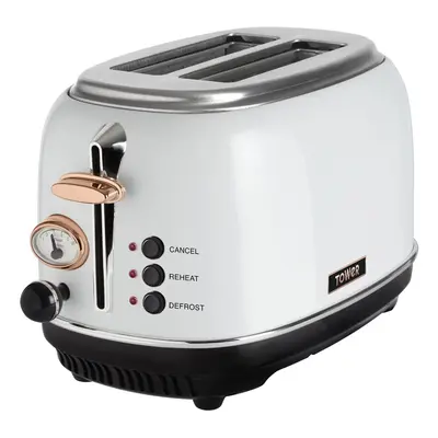 Tower Bottega T20016W Slice Toaster, Stainless Steel, W, White and Rose Gold