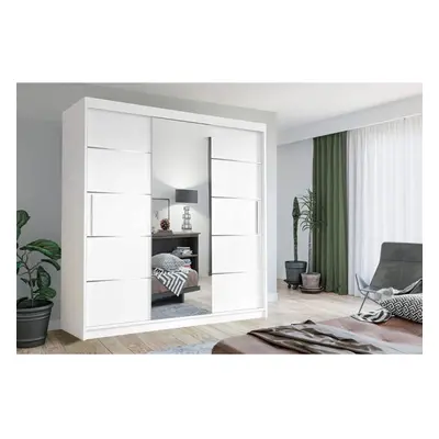 (White, 250CM) NZ Oslo 2&3 Door Sliding Mirror Door Wardrobe