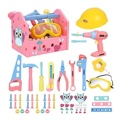 Gifts2U Girl Toy Tool Set Pretend Play Construction Tool Accessories Tool Toys with Hat Tool Box