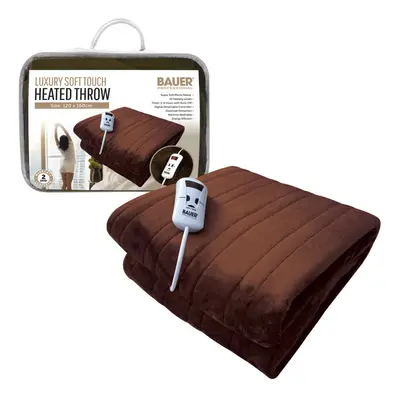 Bauer Luxury Soft Touch Heated Throw Blanket (Brown, Double Size)