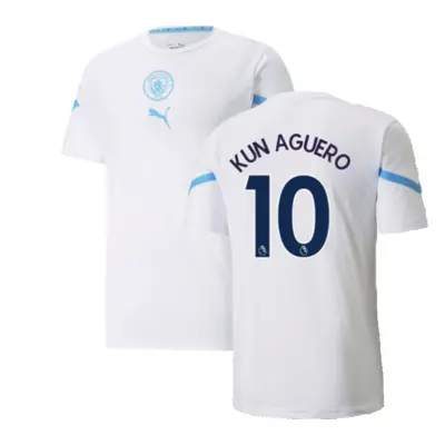 (3XL) Man City Pre Match Jersey (White) (KUN AGUERO 10)